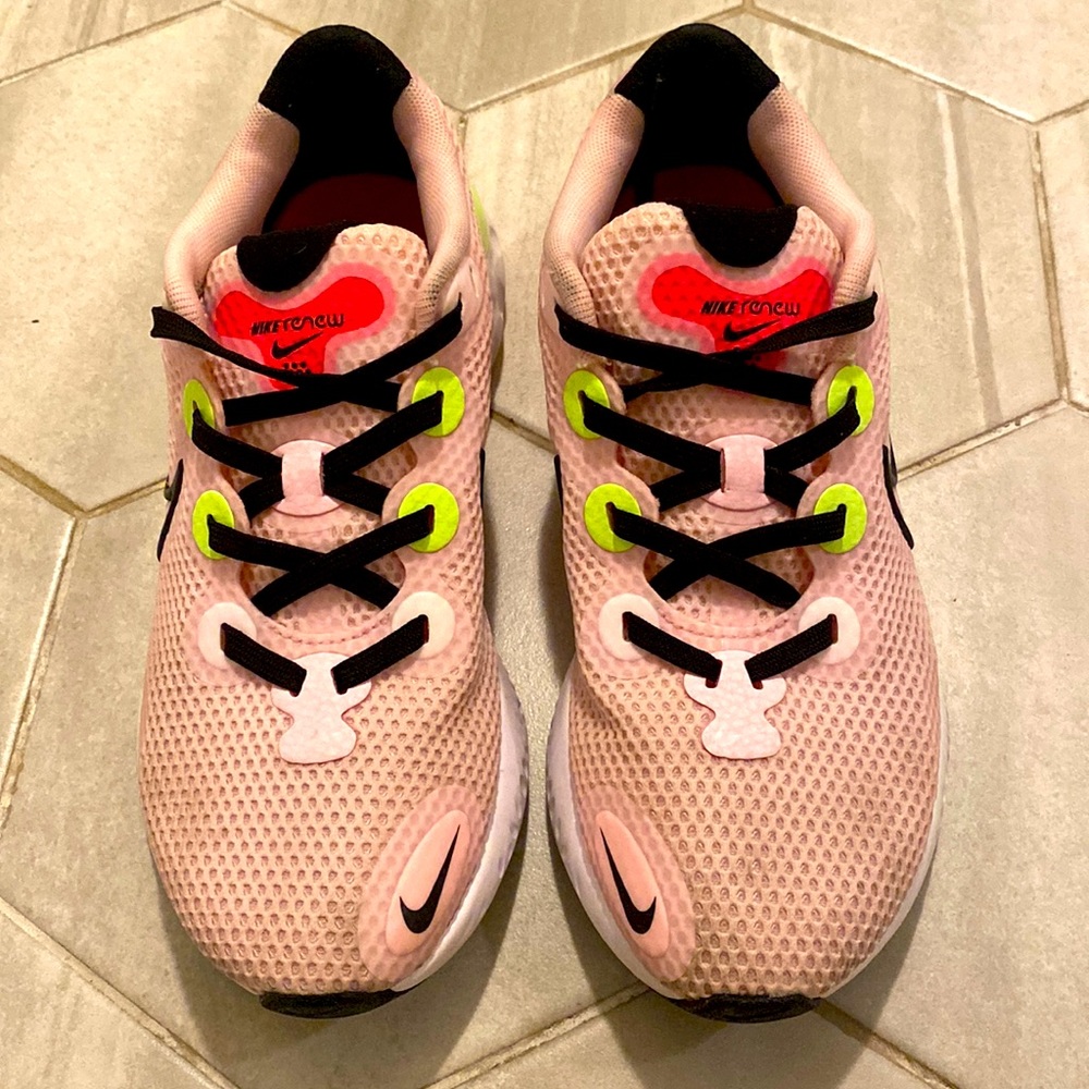 Nike Renew Women's Running Shoes - Pink and Neon Green Yellow - Picture 3 of 12